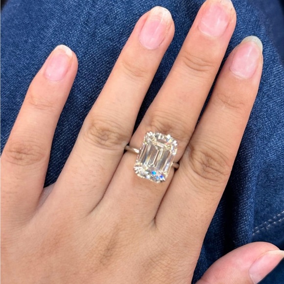 Emerald Cut Engagement Ring 11.5 Carat Center Stone Lab Diamond - Picture 2 of 5